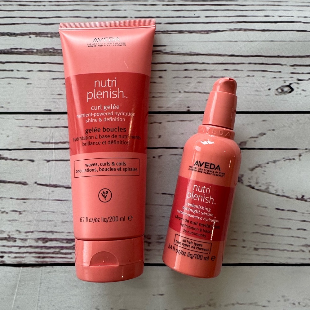 NEW Aveda Nutriplenish Replenishing Overnight Serum & Curl Gelee Full Size Set